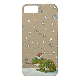 Cute Frog vangt snowflake met tong iPhone 8/7 Hoesje