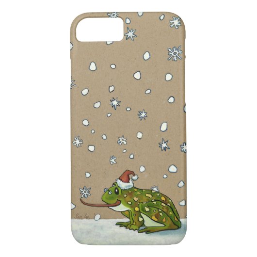 Cute Frog vangt snowflake met tong Case-Mate iPhone Case (Achterkant)