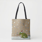 Cute Frog vangt snowflake met tong Tote Bag (Voorkant)