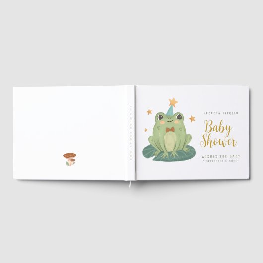 Cute Frog Wishes for baby BabyShower Guest Book Gastenboek (Volledig)