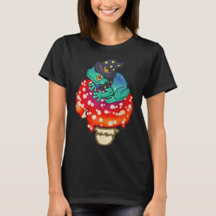 Cute Frog Witch Sitting on Red Spotted Mushroom T-shirt