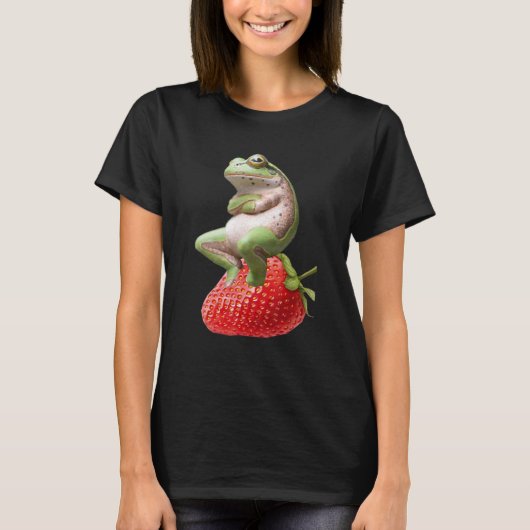 Cute Frog With A Strawberry  Animal T-shirt (Voorkant)