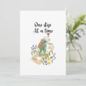 Cute Frog with Backpack One Step at a Time Kaart (Staand voorkant)