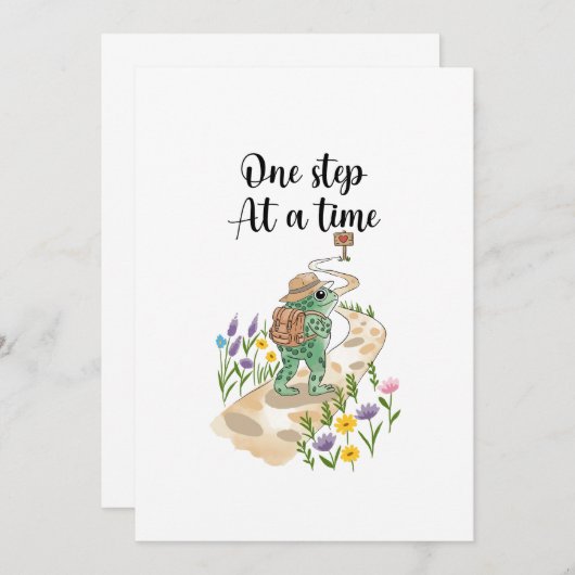 Cute Frog with Backpack One Step at a Time Kaart (Voorkant / Achterkant)
