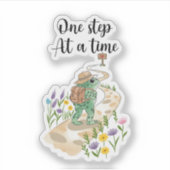 Cute Frog with Backpack One Step at a Time  Sticker (Voorkant)