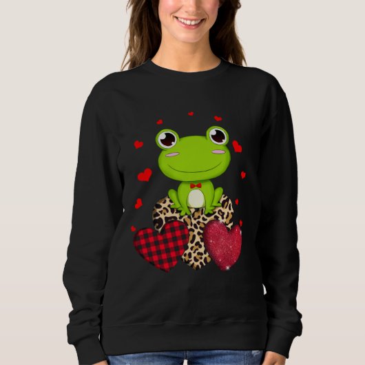 Cute Frog With Leopard Red Plaid Heart  Ideas Trui (Voorkant)