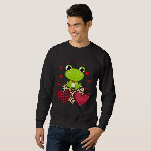 Cute Frog With Leopard Red Plaid Heart  Ideas Trui (Voorkant volledig)