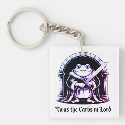  Cute Frog with Sword Carbs Joke Design Sleutelhanger (voorkant)