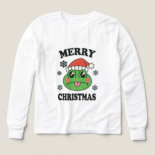 Cute Frog Zalig Kerst T-Shirt (Voorkant)