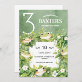 Cute Froggy Birthday Invitation Kaart (Voorkant / Achterkant)