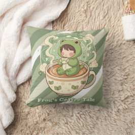 Cute Froggy Coffee Tale Design Kussen