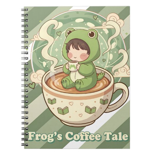 Cute Froggy Coffee Tale Design Notitieboek (Voorkant)