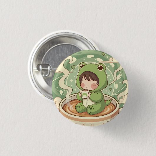 Cute Froggy Coffee Tale Design Ronde Button 3,2 Cm (Voorkant /achterkant)