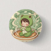 Cute Froggy Coffee Tale Design Ronde Button 3,2 Cm (Voorkant)