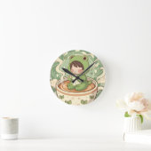 Cute Froggy Coffee Tale Design Ronde Klok (Huis)