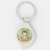 Cute Froggy Coffee Tale Design Sleutelhanger (Voorkant)