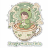Cute Froggy Coffee Tale Design Sticker (Voorkant)
