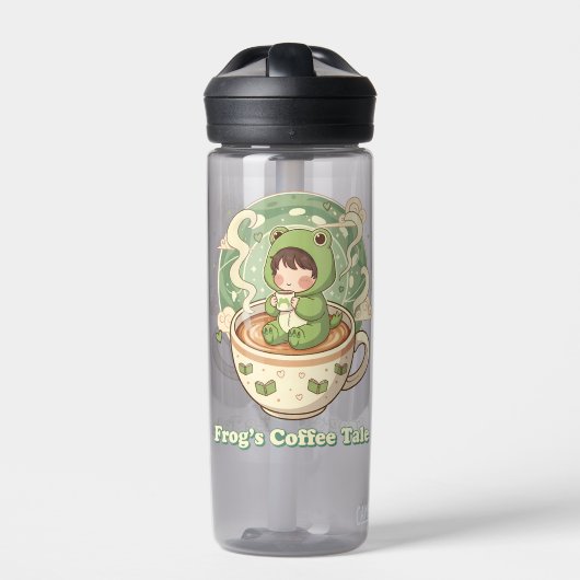 Cute Froggy Coffee Tale Design Waterfles (Voorkant)