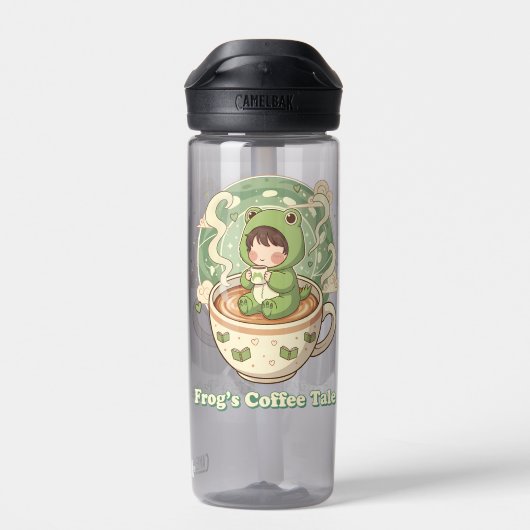Cute Froggy Coffee Tale Design Waterfles (Achterkant)