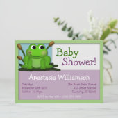 Cute Froggy Colorful Baby Shower Invitations Kaart (Staand voorkant)