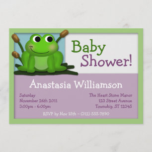 Cute Froggy Colorful Baby Shower Invitations Kaart