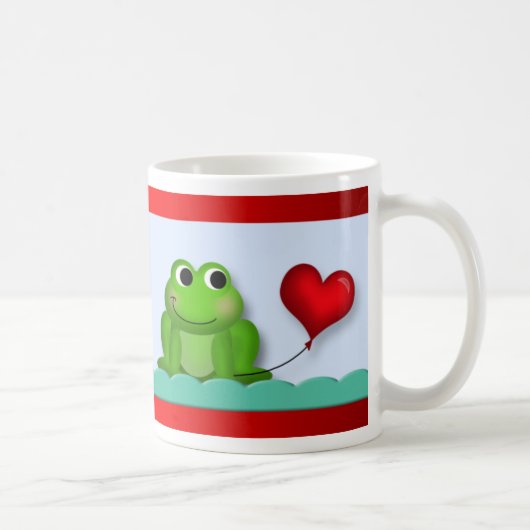 Cute Froggy Heart Balloon Valentijnsdag Mok (Rechts)