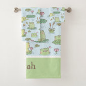 Cute Frogs Dragonflies Pattern Kinder Personalized Bad Handdoek (Insitu)