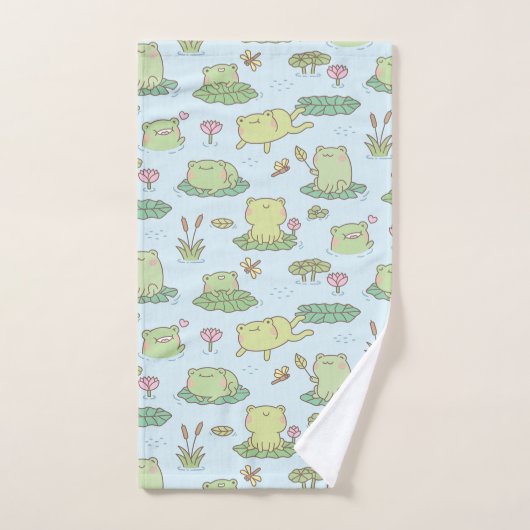 Cute Frogs Dragonflies Pattern Kinder Personalized Bad Handdoek (Handdoek)