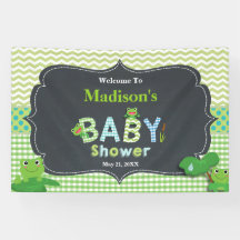 Cute Frogs Green Boy Baby shower Welkomstachtergro