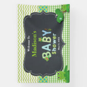 Cute Frogs Green Boy Baby shower Welkomstachtergro Spandoek (Verticaal)