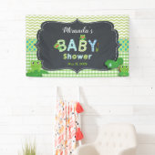 Cute Frogs Green Boy Baby shower Welkomstachtergro Spandoek (Insitu)