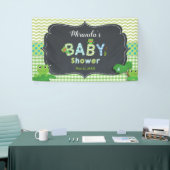 Cute Frogs Green Boy Baby shower Welkomstachtergro Spandoek (Beurs)