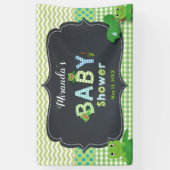 Cute Frogs Green Boy Baby shower Welkomstachtergro Spandoek (Verticaal)