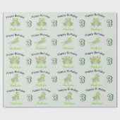 Cute Frogs in Lily Pond Birthday Kids Name Age Cadeaupapier (Vlak)
