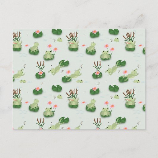 Cute Frogs in Lily Pond Briefkaart (Voorkant)