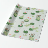 Cute Frogs in Lily Pond Cadeaupapier (Uitgerold)