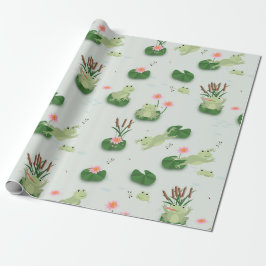 Cute Frogs in Lily Pond Cadeaupapier