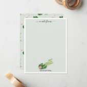 Cute Frogs in Lily Pond Custom Name Notitiekaartje (Voorkant / Achterkant in situ)