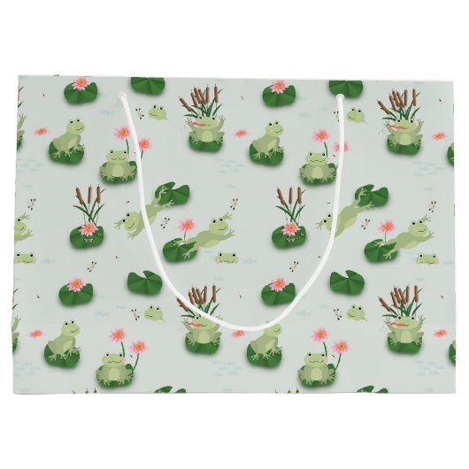 Cute Frogs in Lily Pond Groot Cadeauzakje (Achterkant)