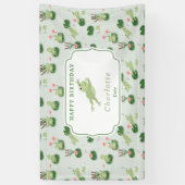 Cute Frogs in Lily Pond Kids Birthday Party Spandoek (Verticaal)