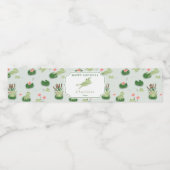 Cute Frogs in Lily Pond Kids Birthday Party Waterfles Etiket (Enkel label)