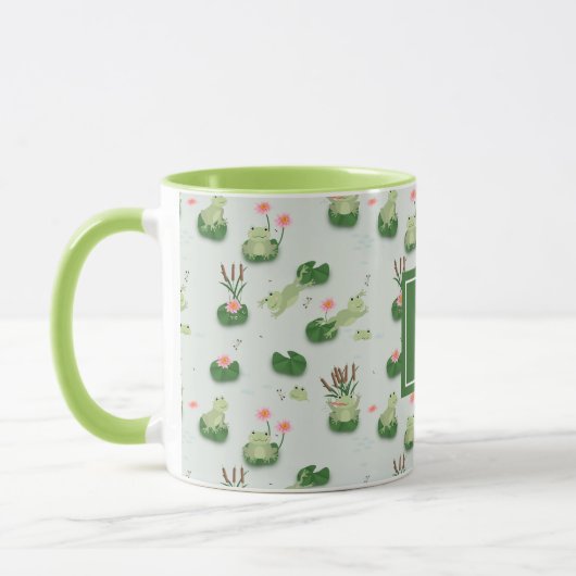 Cute Frogs in Lily Pond Monogrammed Initial Mok (Links)