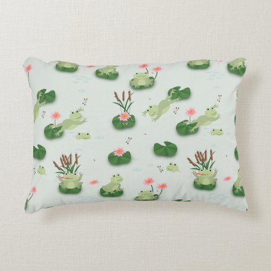 Cute Frogs in Lily Pond Nursery Gender Neutral Accent Kussen (Voorkant)