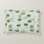 Cute Frogs in Lily Pond Nursery Gender Neutral Accent Kussen (Achterkant)