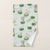 Cute Frogs in Lily Pond Nursery Gender Neutral Bad Handdoek (Handdoek)