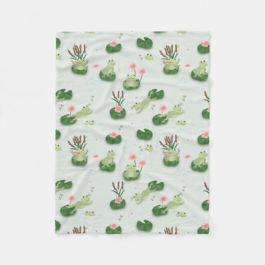 Cute Frogs in Lily Pond Nursery Gender Neutral Fleece Deken (Voorkant)