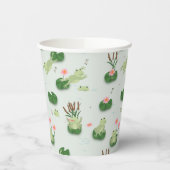 Cute Frogs in Lily Pond Papieren Bekers (Links)