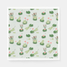 Cute Frogs in Lily Pond Servet