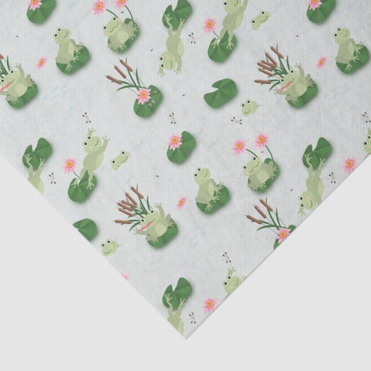 Cute Frogs in Lily Pond Tissuepapier (Detail)