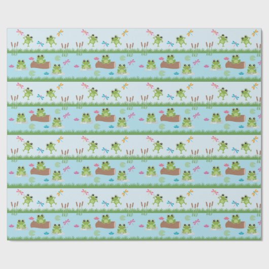 Cute Frogs in Pond Cadeaupapier (Vlak)